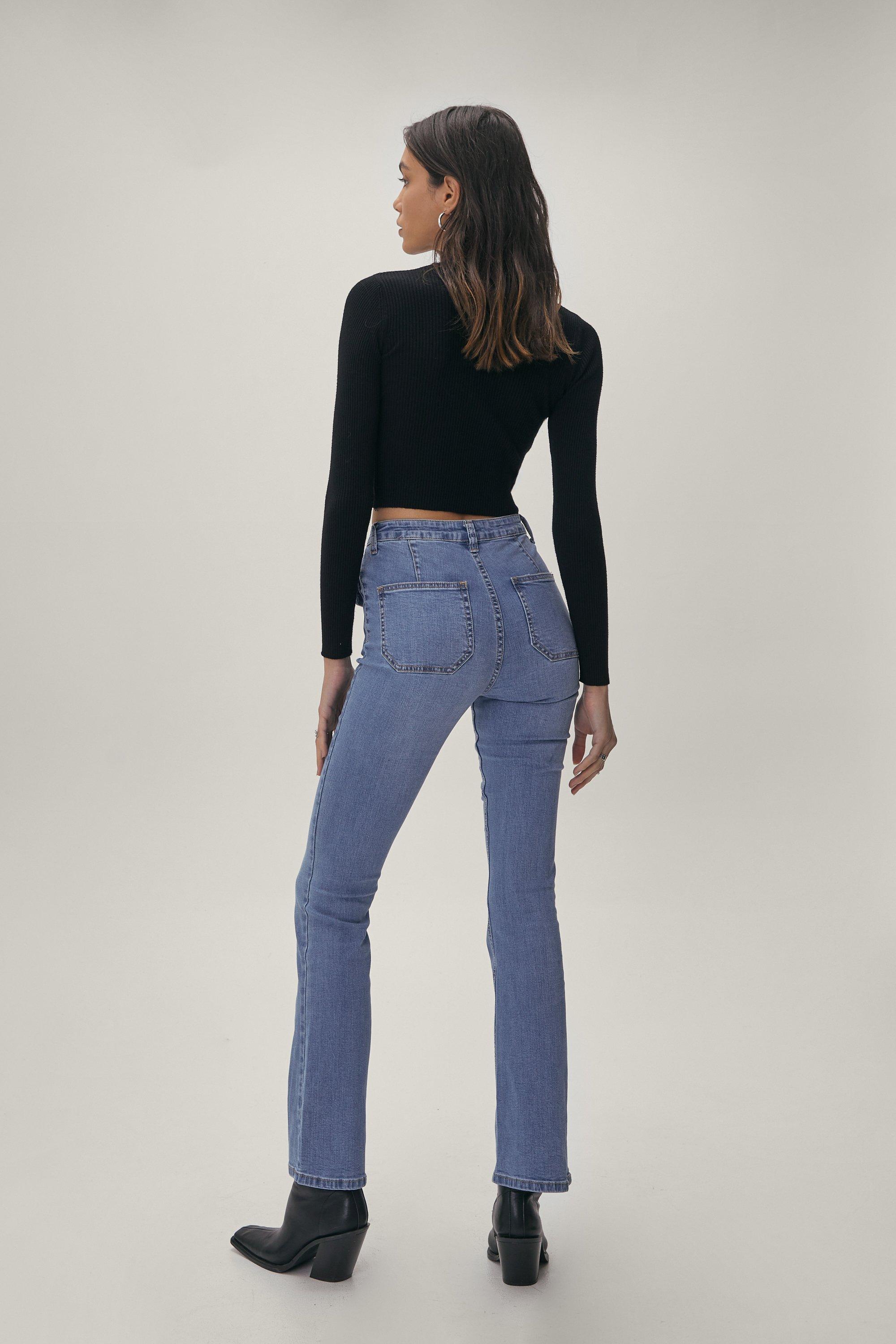 Front Seam Detail Flared Jeans